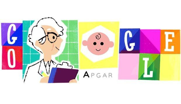 El Doodle de  Google homenajea a la doctora Virginia Apgar .