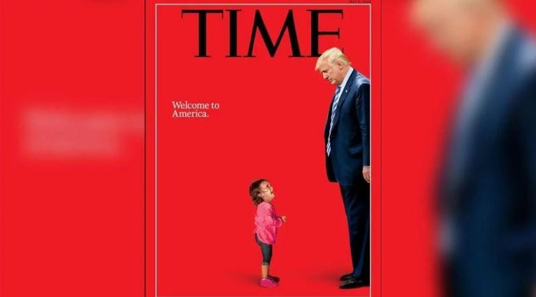 Niña hondureña y Trump en tapa de Time