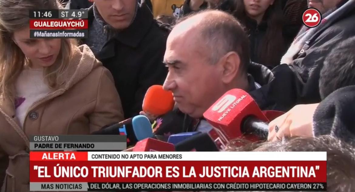 Gustavo Pastorizzo, padre de Fernando Pastorizzo, caso Nahir Galarza, Canal 26