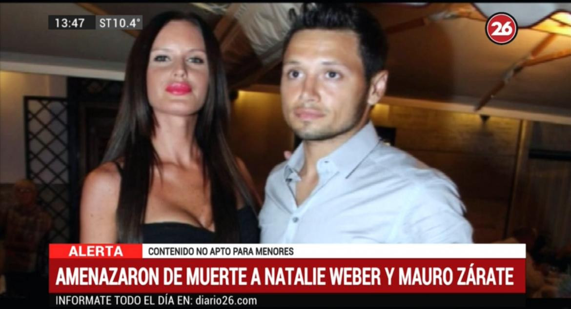 Amenazan de muerte a Mauro Zárate y Natalie Weber