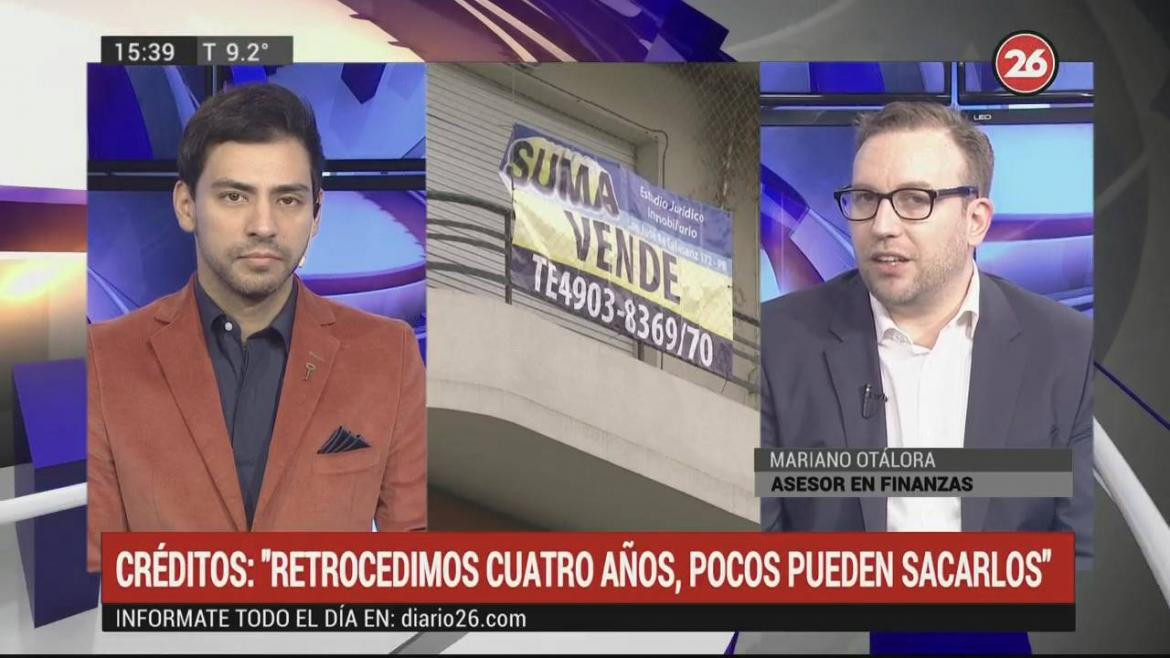 Mariano Otálora, El mercado inmobiliario, frenado, Canal 26