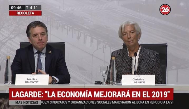 Conferencia de prensa de Dujovne y Lagarde en cumbre de G20 (Canal 26)