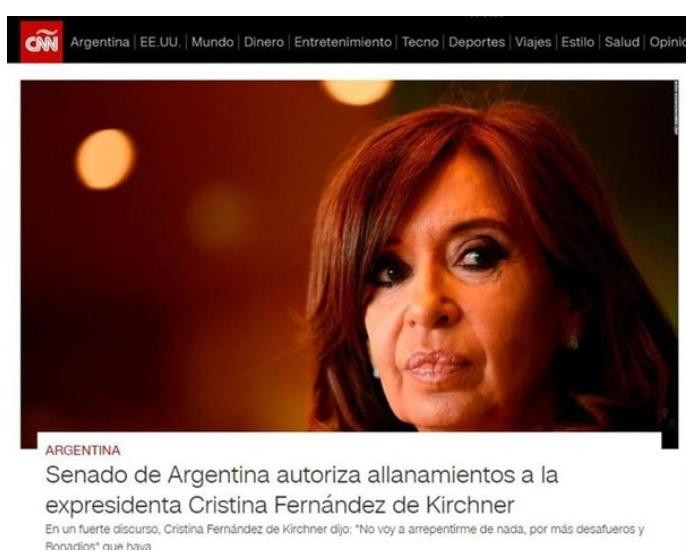 Medios del mundo - allanamientos Cristina Kirchner