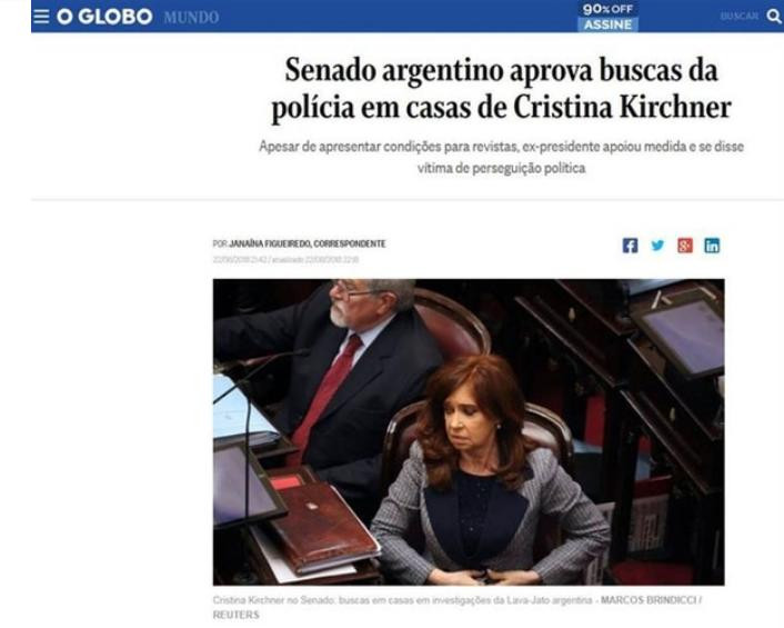 Medios del mundo - allanamientos Cristina Kirchner