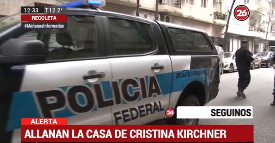 Allanamiento a Cristina Kirchner en Recoleta