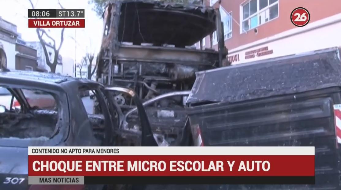 Choque auto escolar - incendio