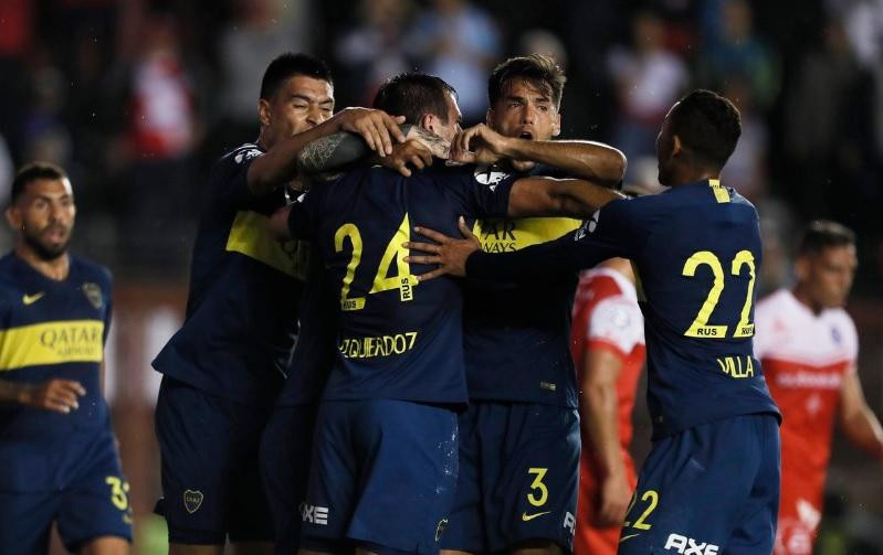 Festejo de Boca ante Argentinos Juniors