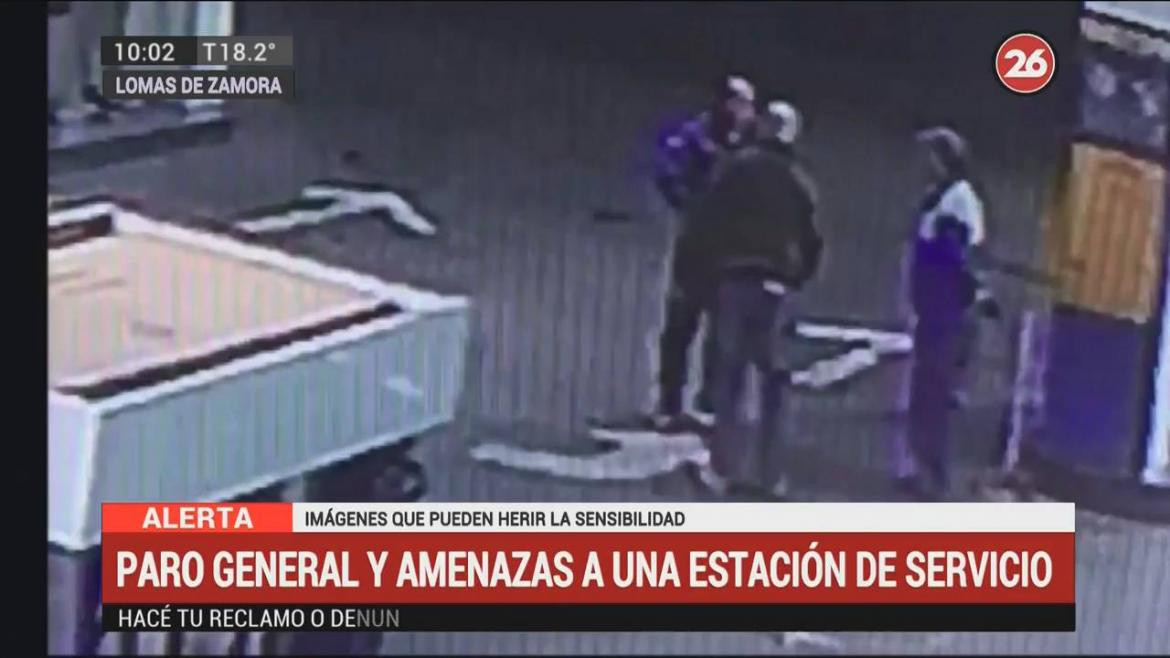 Amenaza a estación de servicios en medio de paro general (Canal 26)