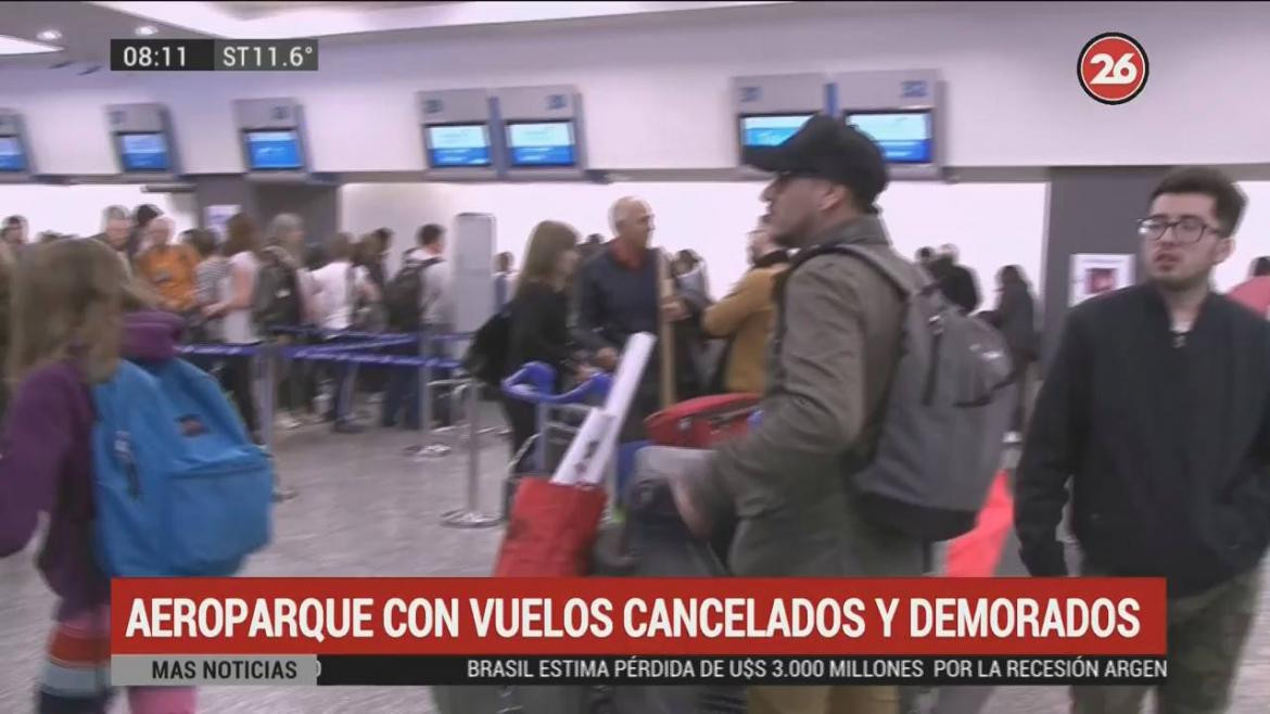 Demoras en Aeroparque por problemas de sistema (Canal 26)