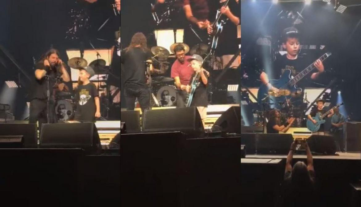 Niño sorprende a Foo Fighters