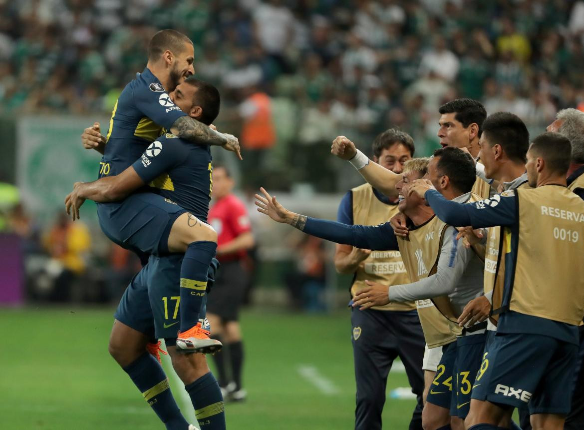 Festejo de Boca tras el empate ante Palmeiras por Copa Libertadores (Reuters)