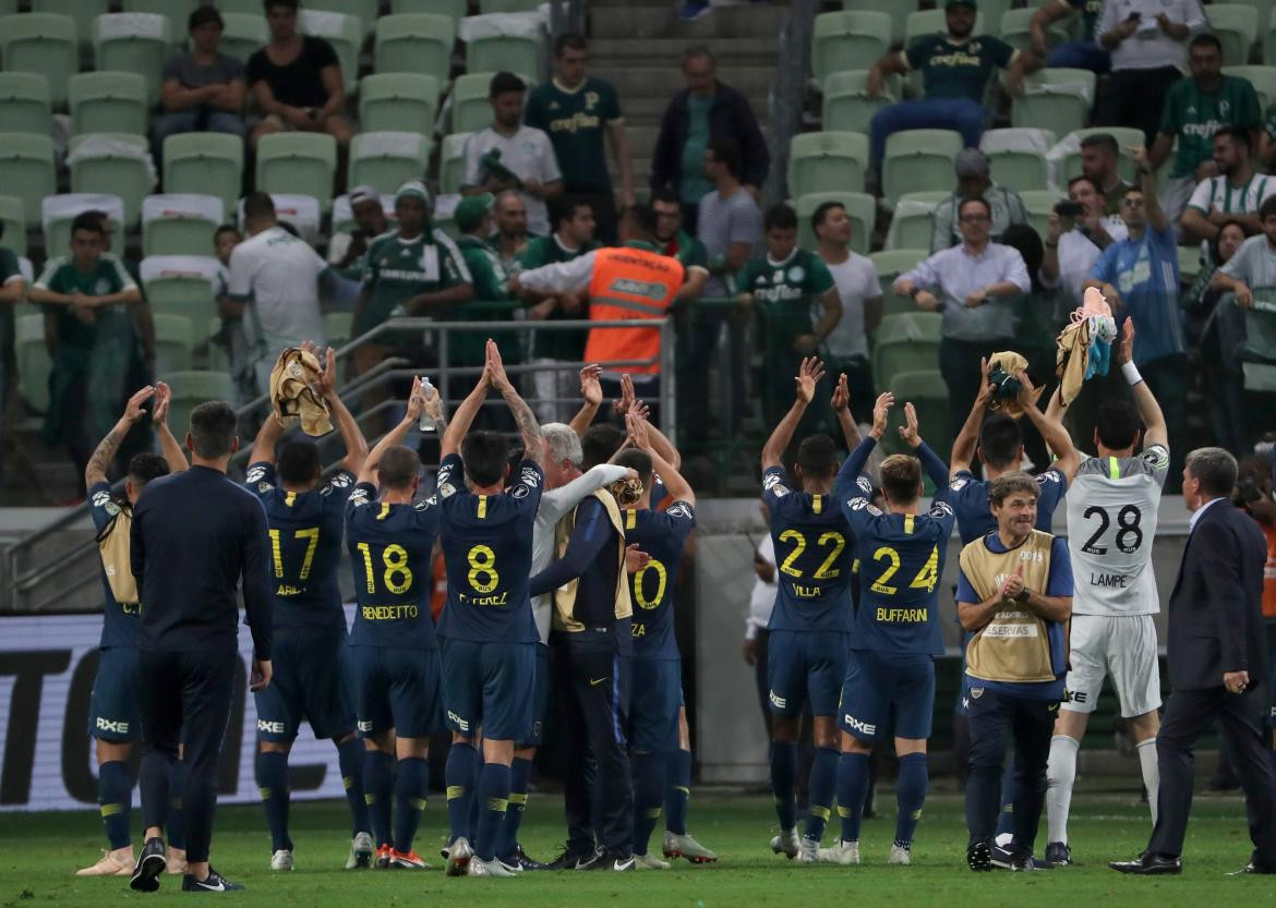 Festejo de Boca tras el empate ante Palmeiras por Copa Libertadores (Reuters)