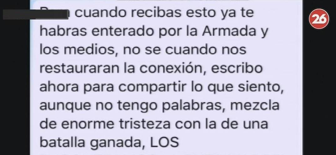 Mensaje de familiar de tripulante del ARA San Juan para Alan Ferraro