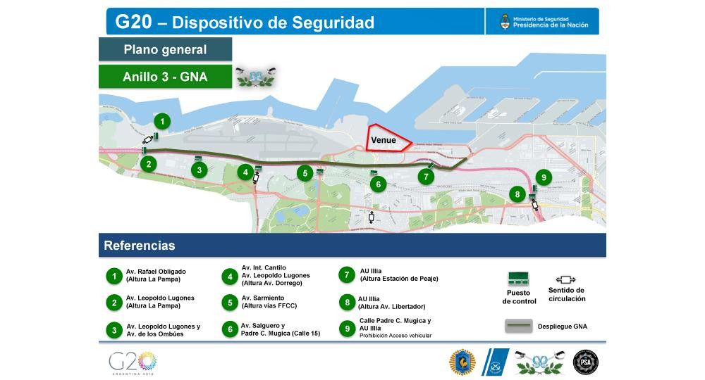 Cumbre del G20, operativo de seguridad, cortes