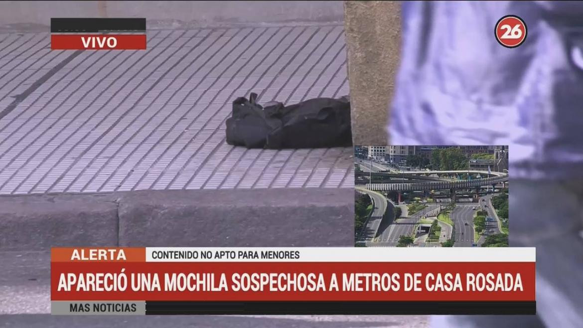 Paquete sospechoso a metros de la Casa Rosada (Canal 26)