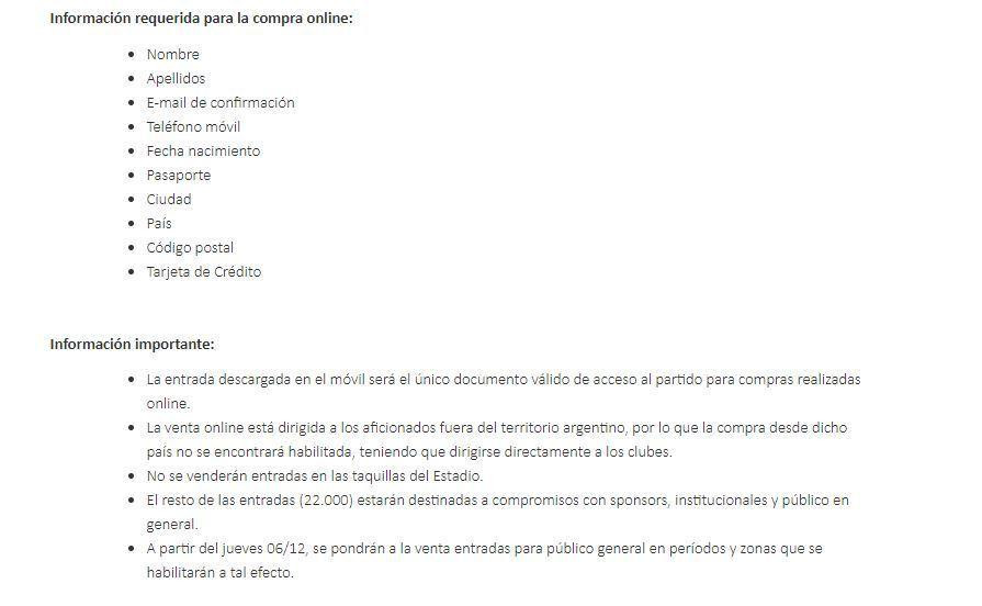 Anuncio de Conmebol sobre venta de entradas para Superfinal en Madrid - Parte 3