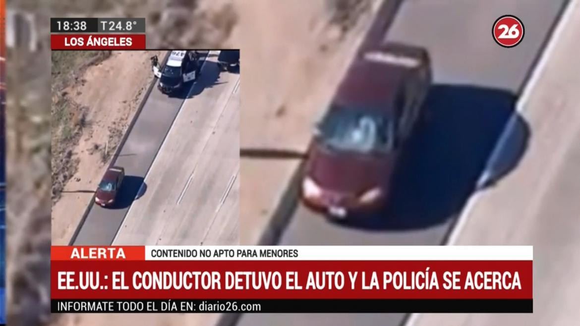 EE.UU. persecución policial a sujeto que atropelló y mató a una persona en la autopista