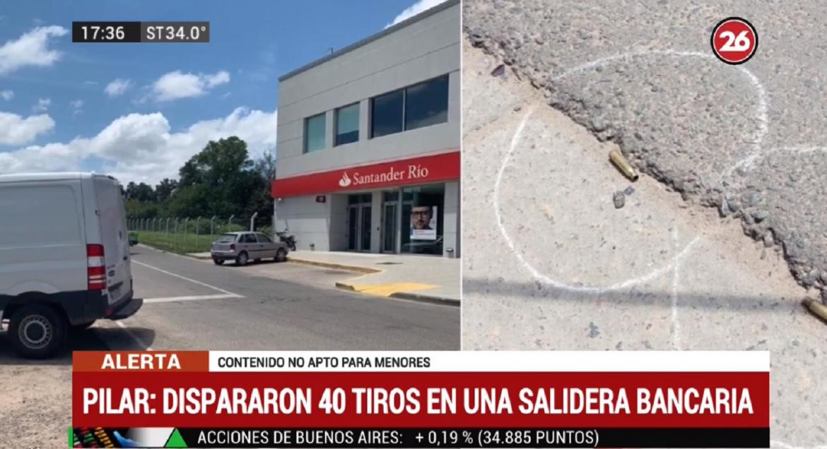 Pilar: dispararon 40 tiros en una salidera bancaria