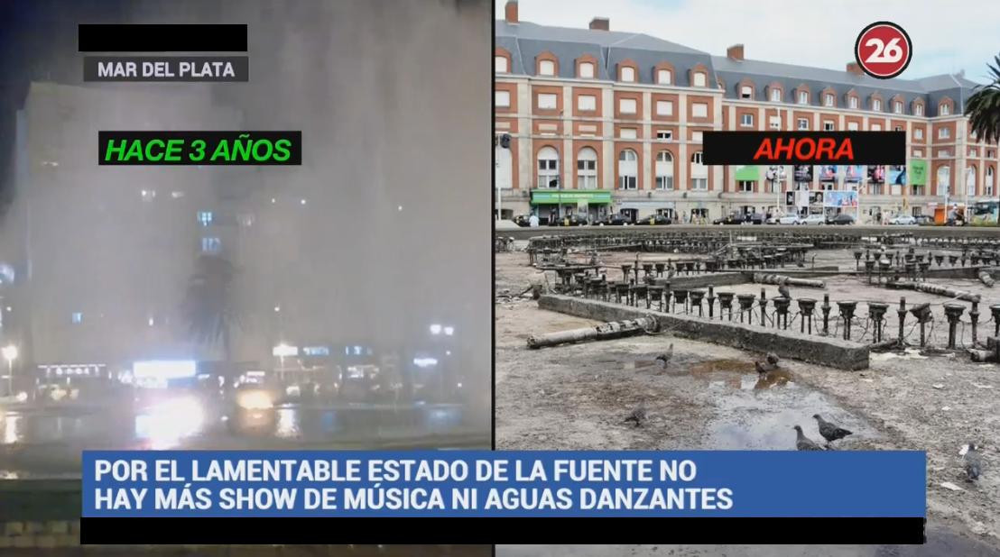 Mar del Plata - funcionamiento de fuentes Canal 26