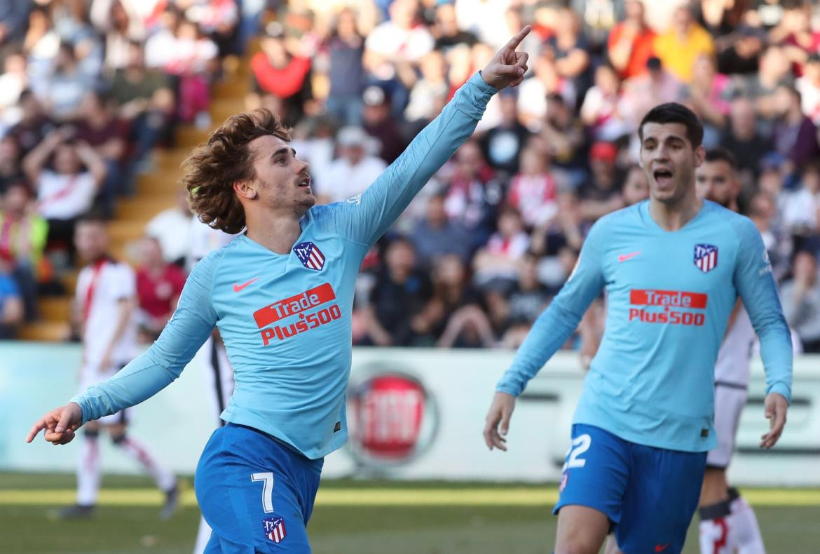 Festejo de Atlético Madrid ante Rayo Vallecano - Griezmann y Morata (Reuters)