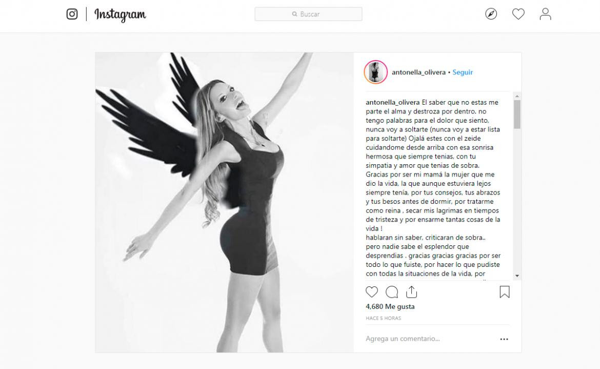 Muerte de Natacha Jaitt, Emotivo mensaje de la hija de Natacha Jaitt, Instagram