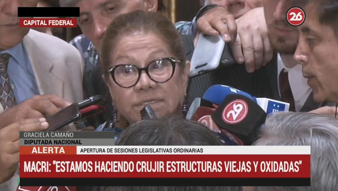 Graciela Camaño - tras apertura de sesiones ordinarias Canal 26