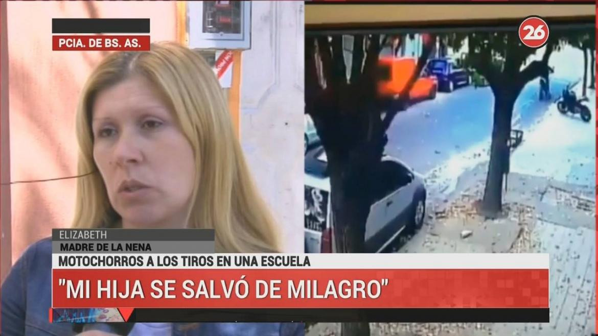 Tiroteo en la puerta de un colegio de Aldo Bonzi - Mamá de alumna (Canal 26)