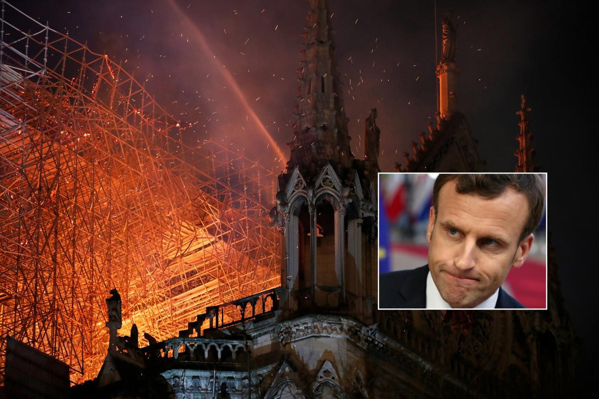 Presidente de Francia, Emmanuel Macron, incendio Catedral de Notre Dame