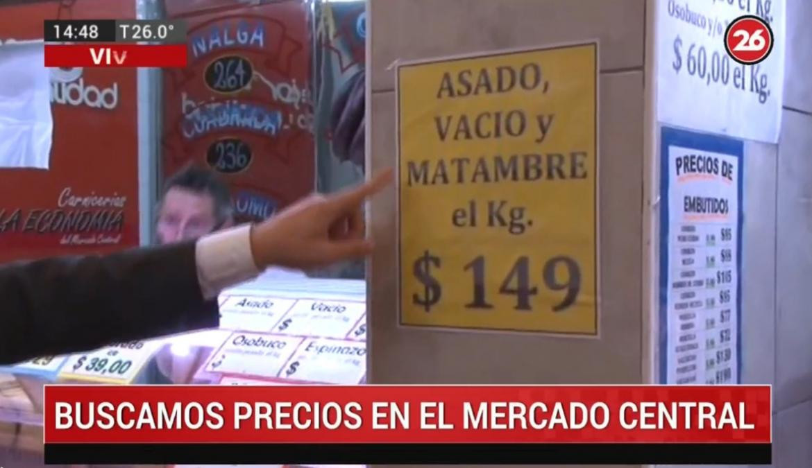 Medidas económicas, precios en Mercado Central, Canal 26	