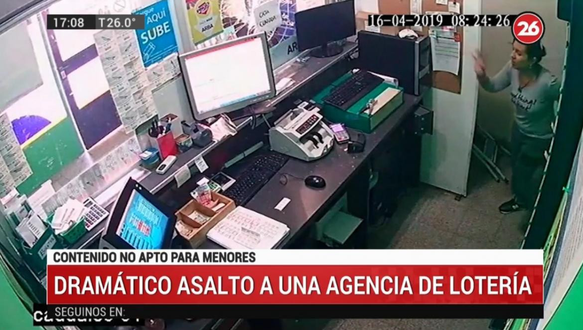 Dramático asalto a local de lotería, inseguridad, policiales	