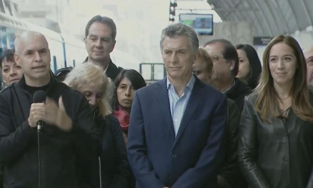 Mauricio Macri, Horacio Rodríguez Larreta y María Eugenia Vidal en inauguración del Viaducto Mitre