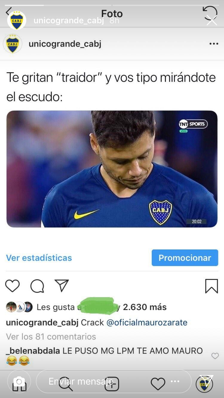 Mauro Zárate - Publicación en Instagram