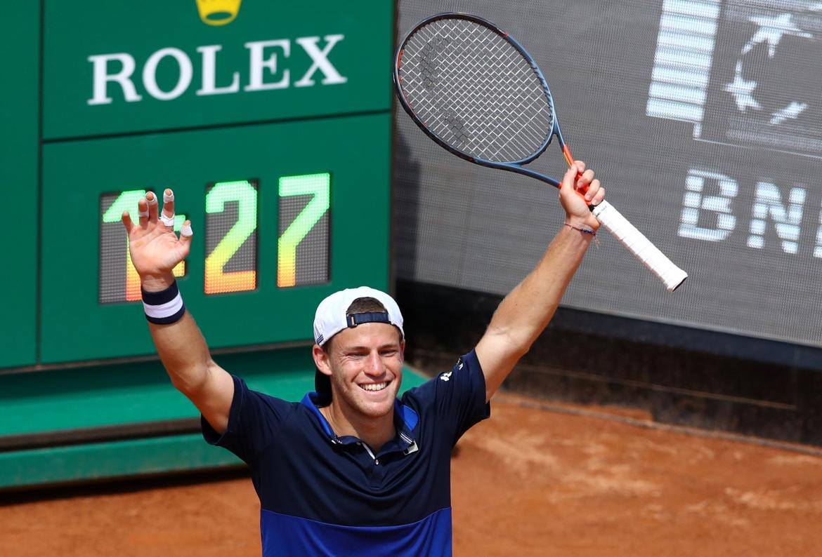 Festejo de Diego Schwartzman en el Masters 1000 de Roma (Reuters)