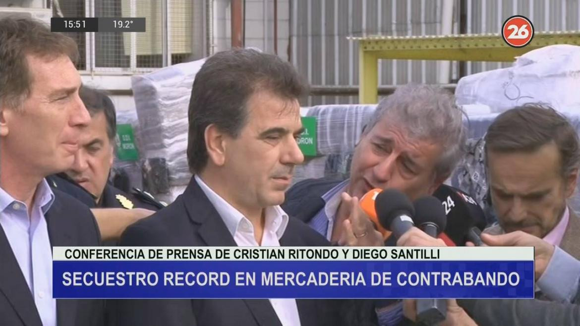 Cristian Ritondo, Diego Santilli, operativo por contrabando, Canal 26