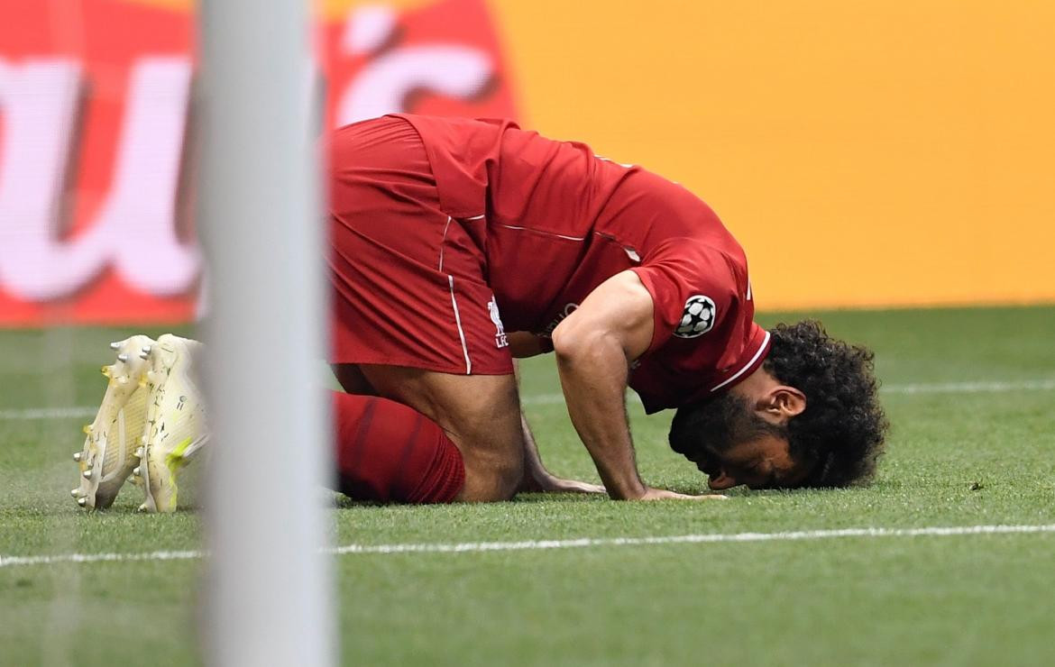 Festejo de Salah para el Liverpool ante el Tottenham en final de Champions League (Reuters)