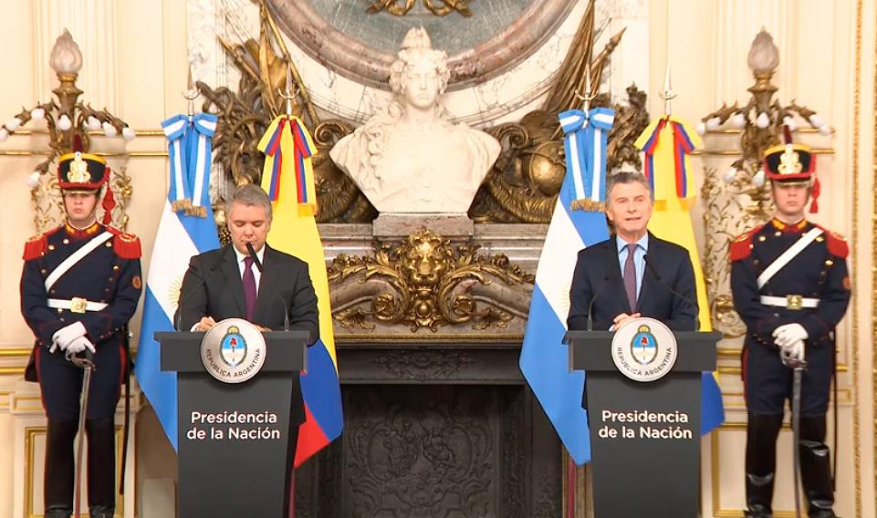 Macri junto a Iván Duque en Casa Rosada