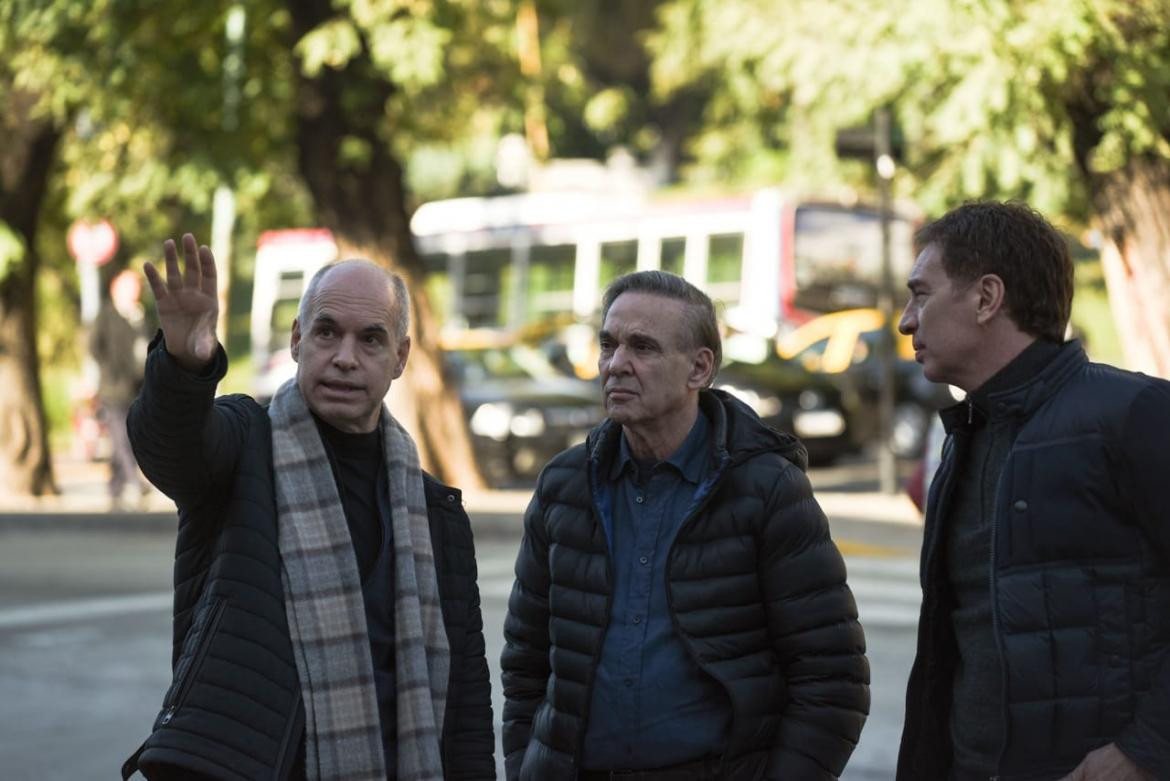 Miguel Ángel Pichetto y Horacio Rodríguez Larreta en el Viaducto Mitre