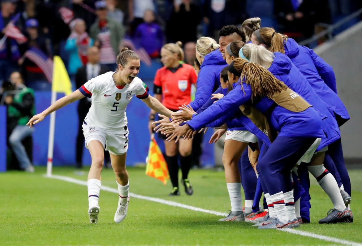 Festejo de Estados Unidos ante Suecia en el Mundial Femenino (Reuters)