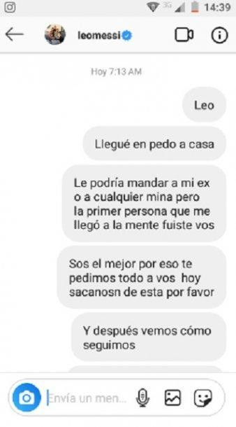 Hincha se emborrachó, le escribió a Messi por Instagram y se hizo viral