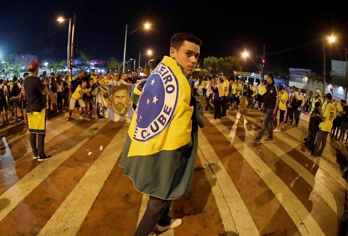 Copa América 2019, hinchas brasileños en la previa al partido, Reuters