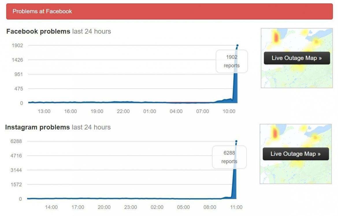 Instagram, Whatsapp y Facebook con fallas, otra caída en las redes	