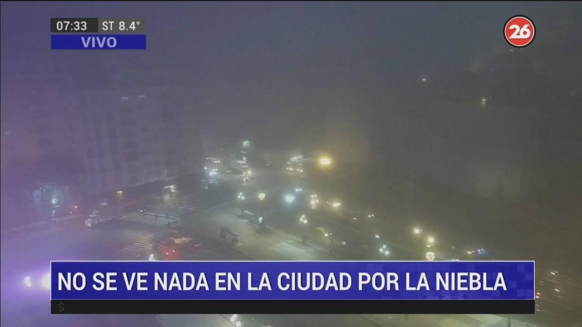 La Ciudad de Buenos Aires y el Conurbano, amanecieron cubiertos por la neblina, Canal 26