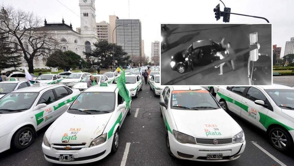 Marcha de taxistas en La Plata por asesinato de taxista