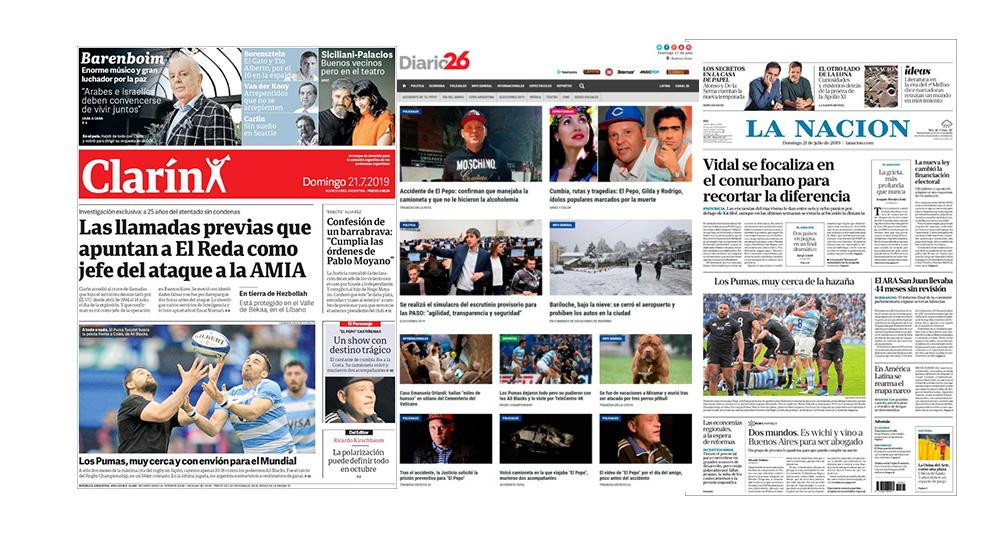 Portadas de diarios 21-7-19