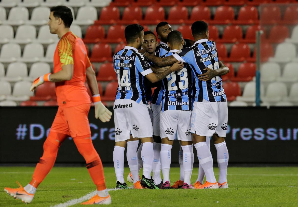 Festejo de Gremio ante Libertad por Copa Libertadores, REUTERS