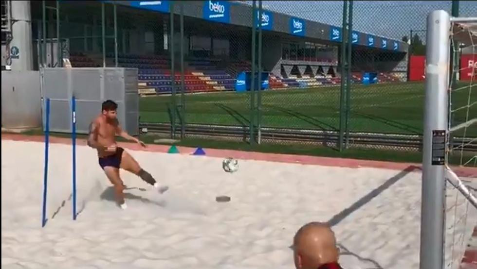 Entrenamiento de Lionel Messi en la arena