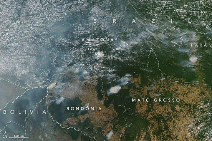 Incendios en la Amazonia, vistos desde el espacio por la NASA