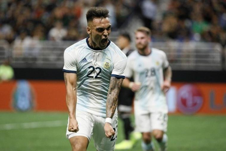 Partido amistoso: Festejo de Lautaro Martínez para la Seleccion Argentina ante Mexico, REUTERS