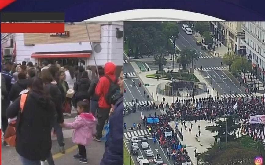 Marcha y ollas populares de organizaciones sociales en el centro porteño, Canal 26