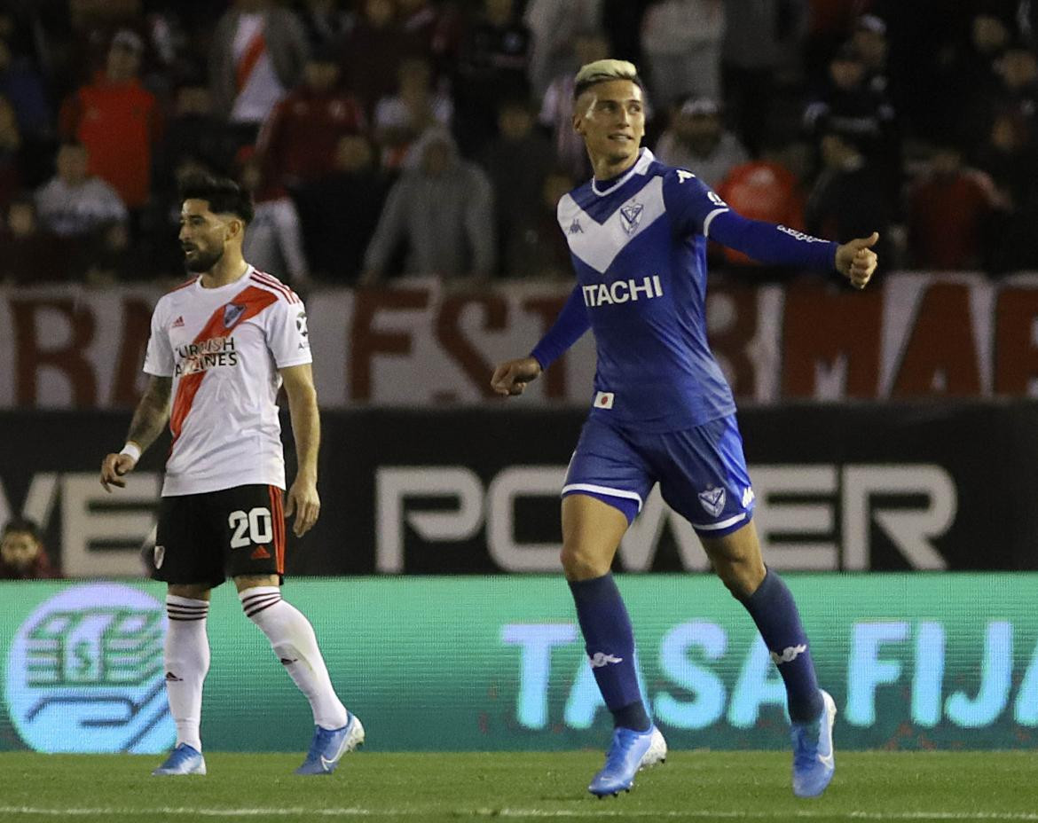 Superliga, Festejo de Nico Dominguez para Vélez ante River, AGENCIA NA